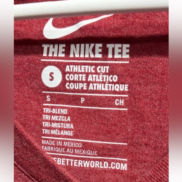 🔥 Nike | The Nike Tee | V-Neck | Graphic Logo | Red Yellow | Size S 🔥 - Picture 3 of 3